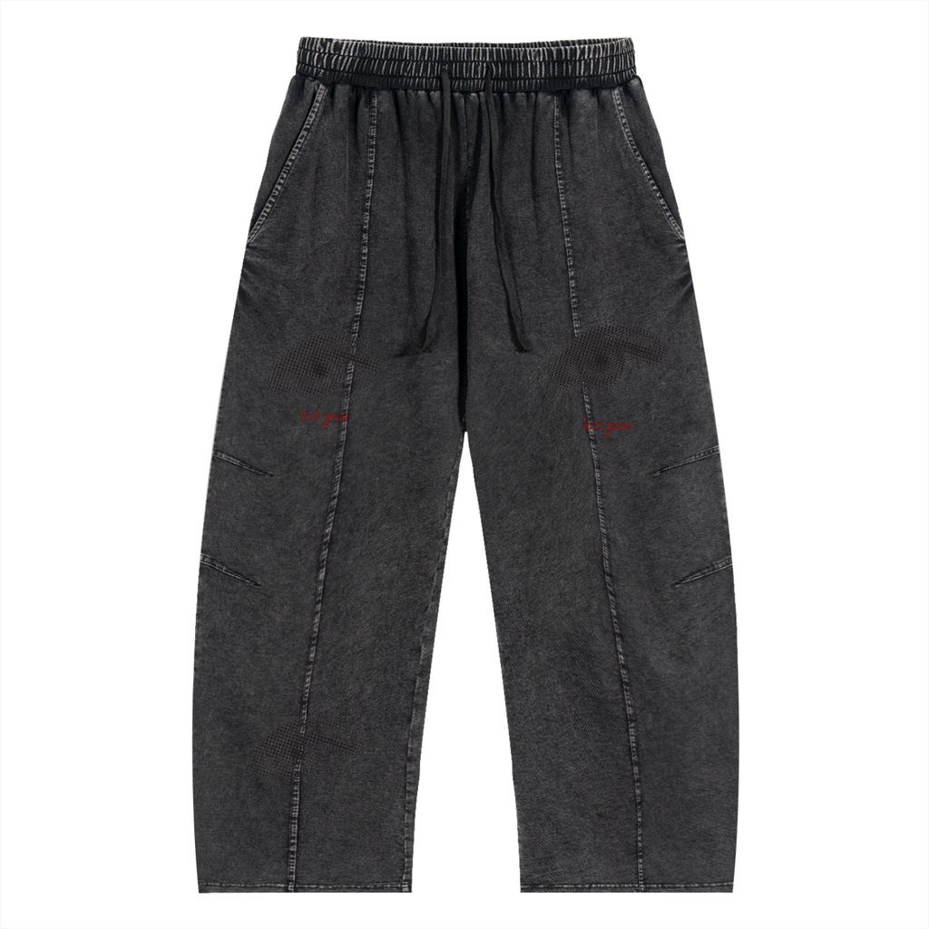 Snow Wash Drawstring Cotton Pants