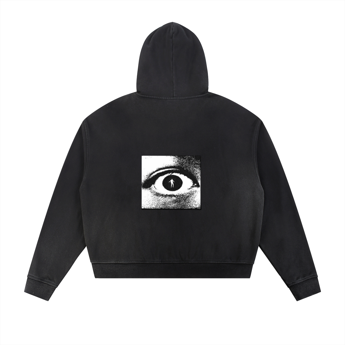Sun Fade Frayed Raw Edge Fleece Zip Hoodie